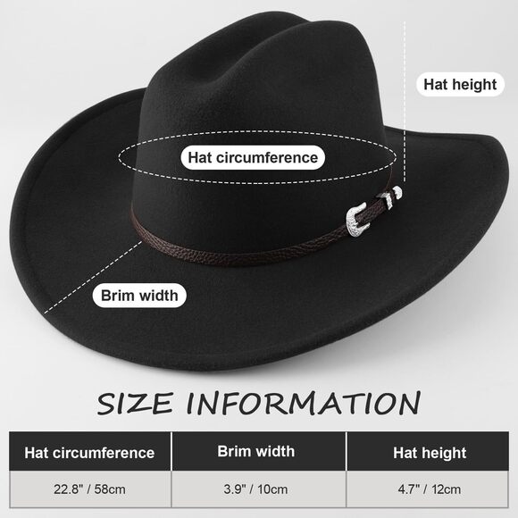 7126 Western Cowboy Hats For Women Classic Felt Wide Brim Fedora Hat main image 7